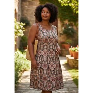 Julian Taylor Geometric Print Sleeveless Midi Dress Stretchy Trendy Plus Sz 24